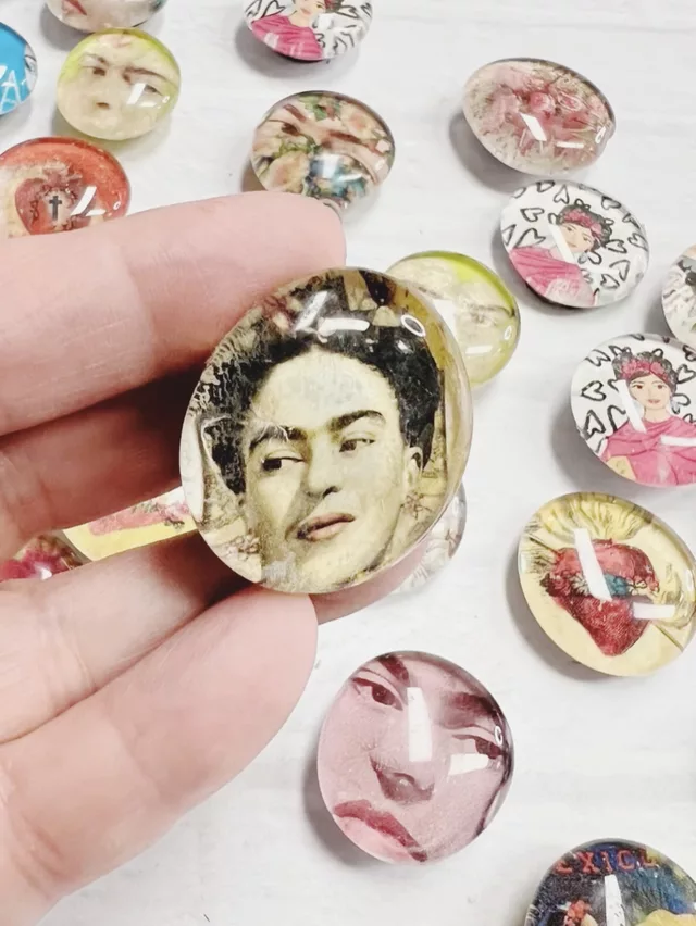 frida inspired marble magnets