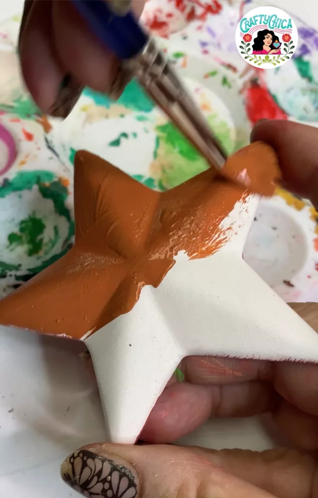 Barro Rojo: DIY faux terracotta red clay pottery painting a star ornament