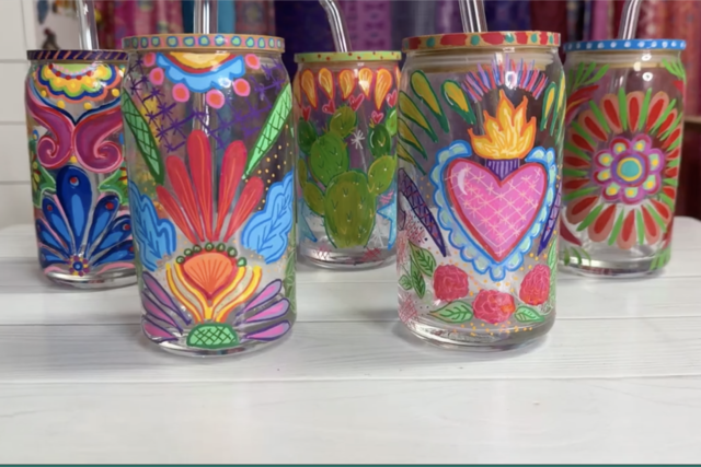 paint pens on glass cups