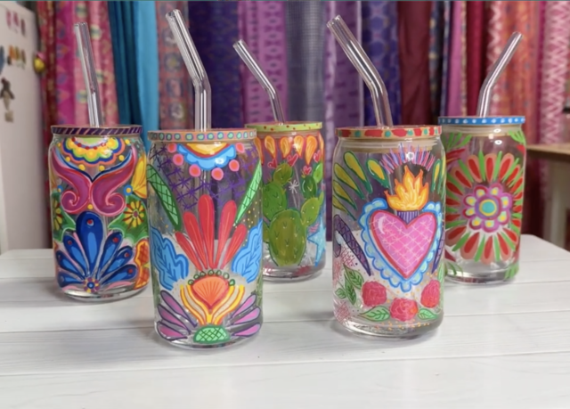 paint pens on glass cups