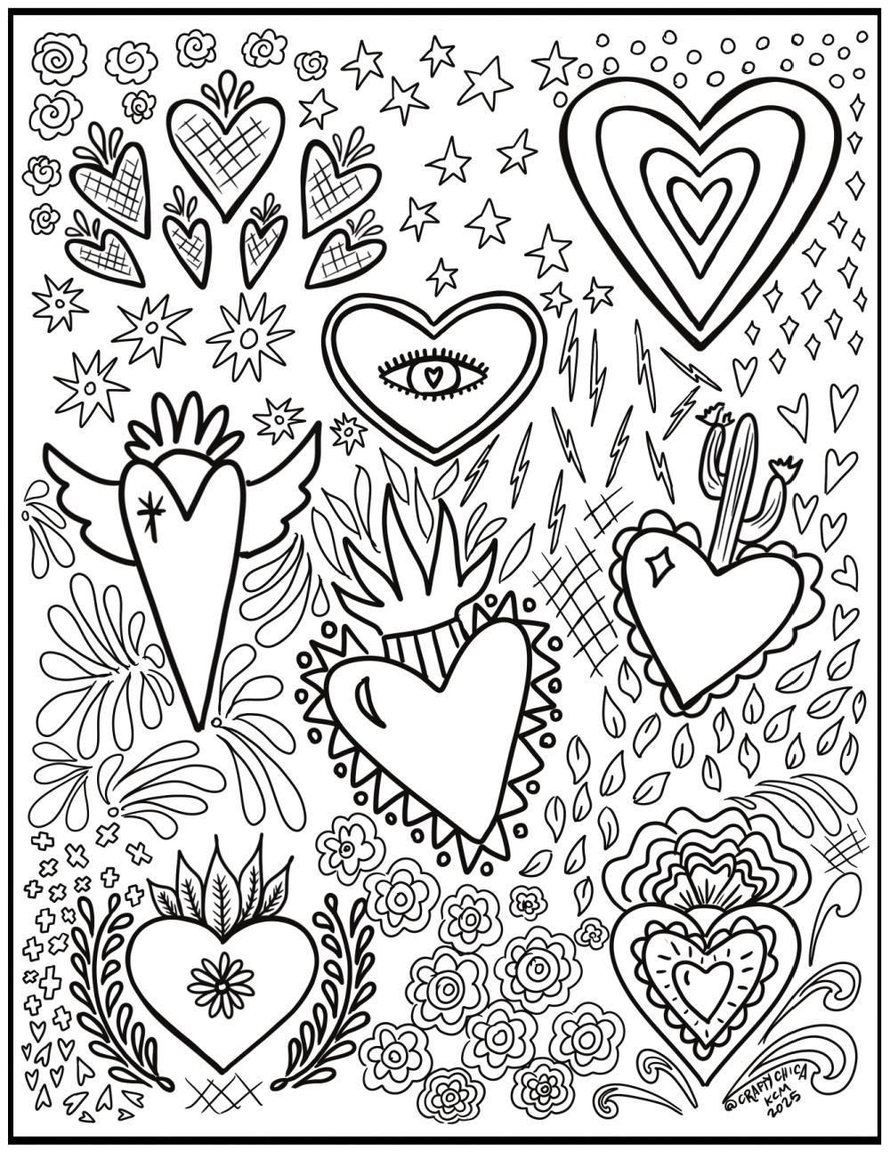 10 coloring page ideas + free corazón coloring printable - Crafty Chica