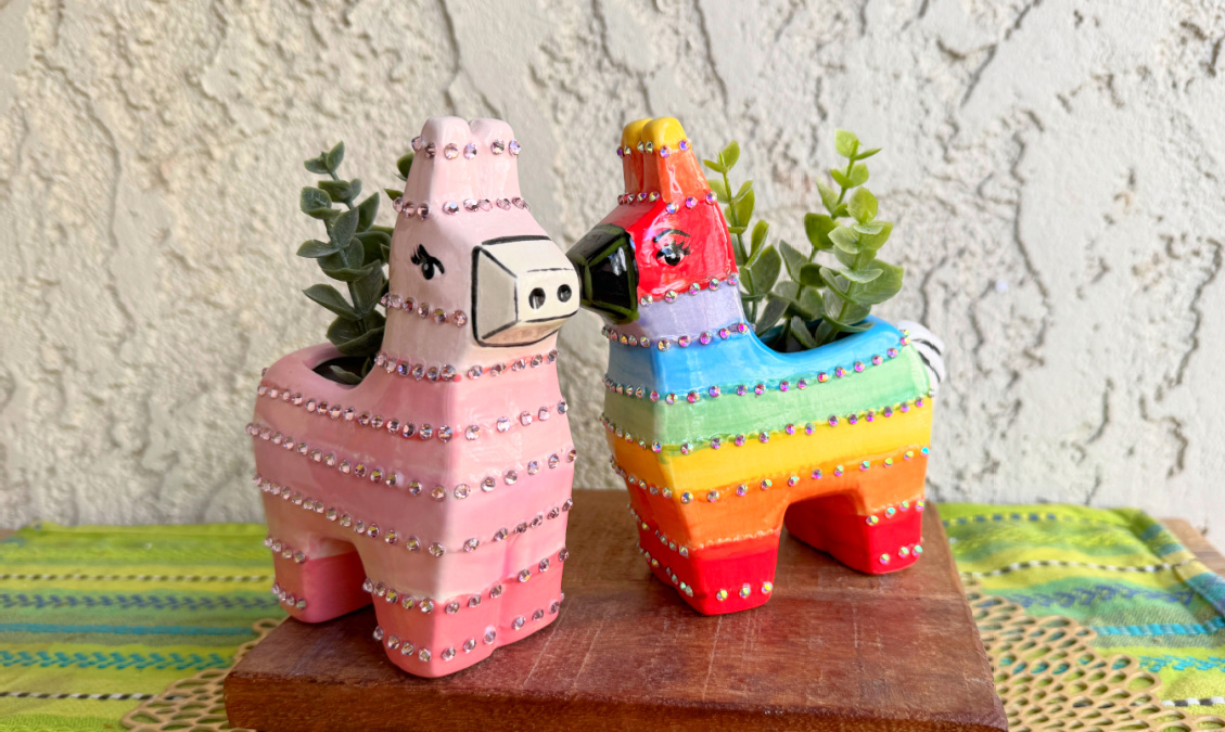 pinata planters with flat back crystals