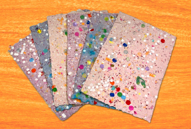 handmade paper with confetti