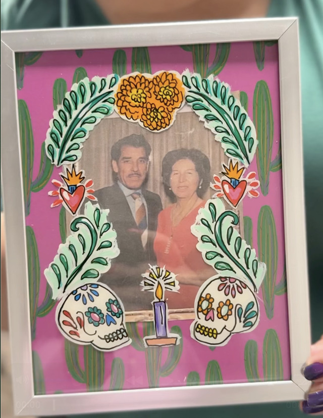 Reverse painted frame for day of the dead