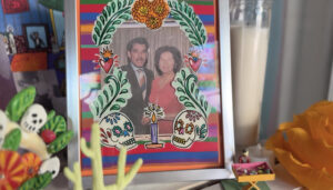 Reverse painted frame for day of the dead