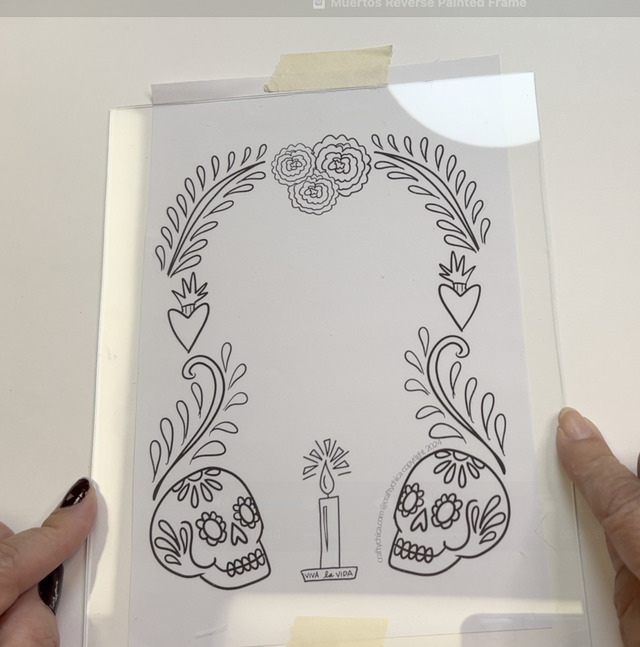 Reverse painted frame for day of the dead
