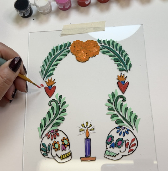 Reverse painted frame for day of the dead