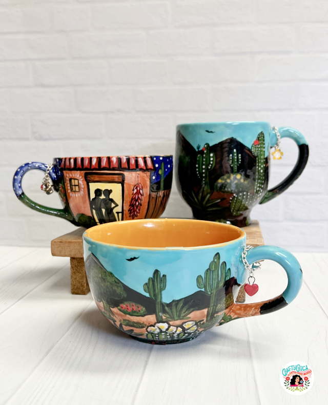 mugs with charms on the handle