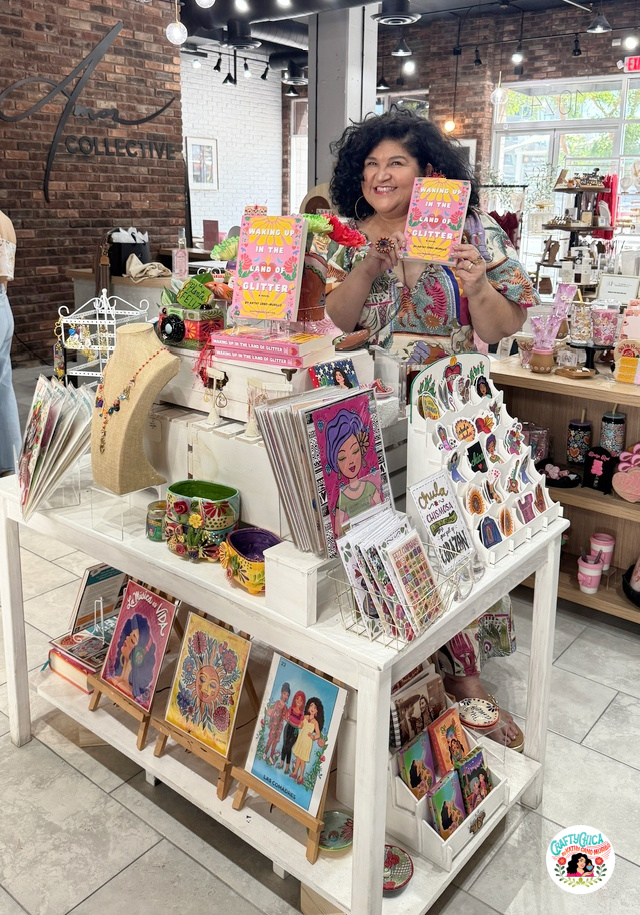 Kathy Cano-Murillo, Arizona author; Latina author. Waking Up in the Land of Glitter: A Crafty Chica Novel