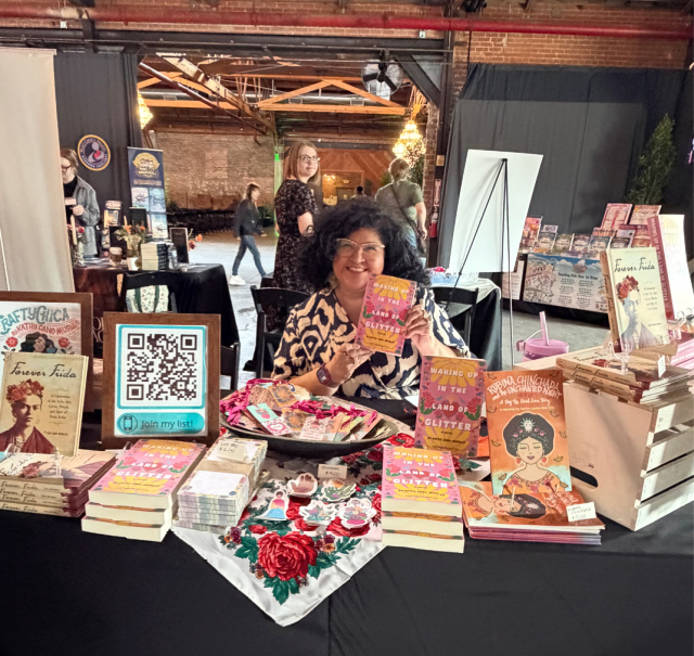 Kathy Cano-Murillo, Arizona author; Latina author. Waking Up in the Land of Glitter: A Crafty Chica Novel